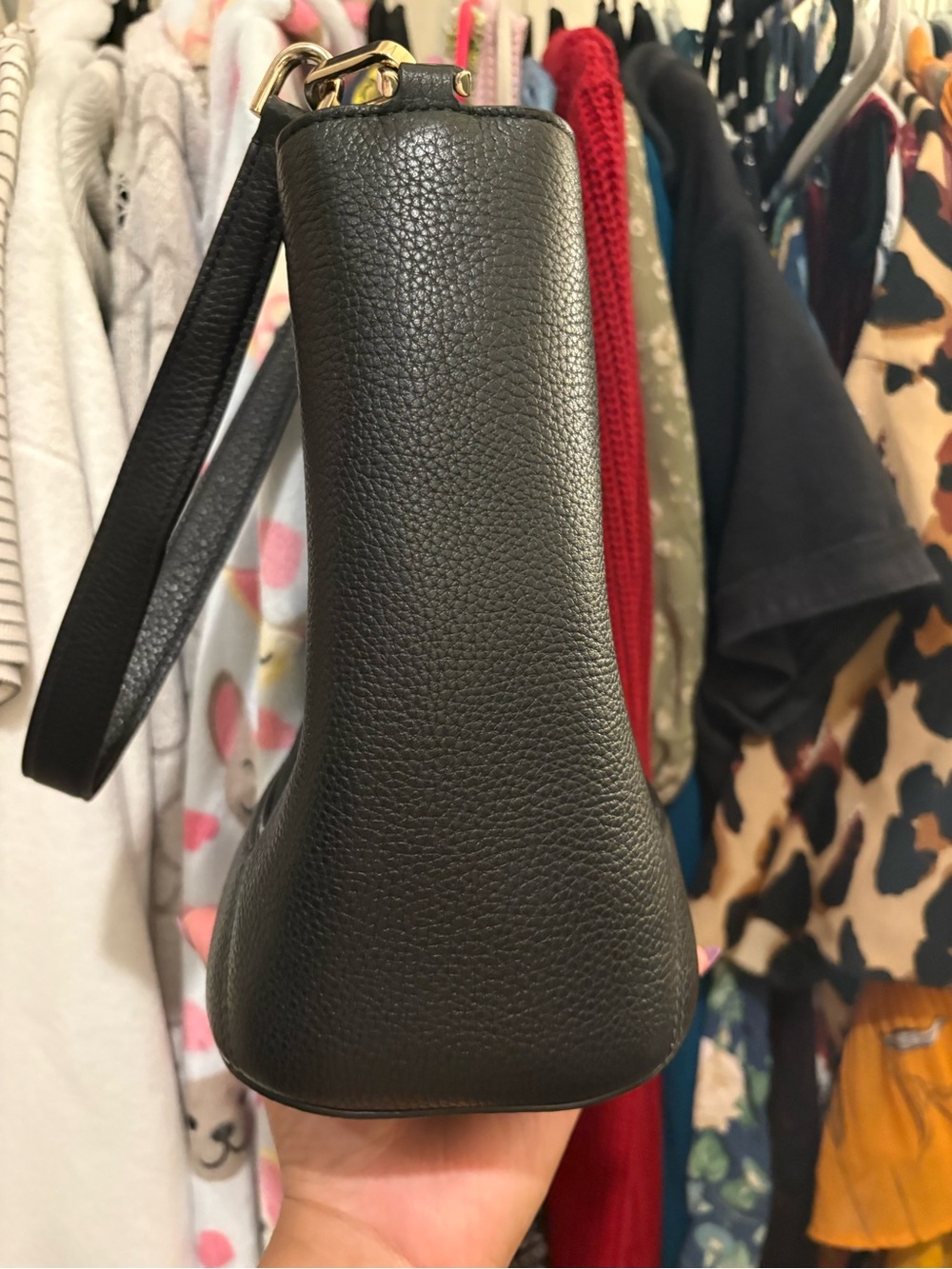 Kate Spade | Lena Bucket Handbag | Black Leather w/Suede - Picture 4 of 17